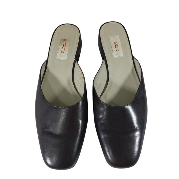 TALBOTS; BLACK GENUINE LEATHER SLIP-ON BRAZILIAN MADE FLATS, MULES! SZ 8B - Picture 4 of 11